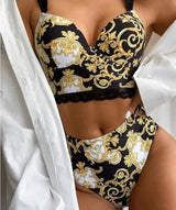 American Women's Swimwear Temperament Totem Explosion-Yellow-1