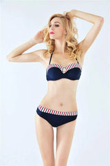 Beach Patchwork Bikinis Set Beach Women Blue Bikini-1