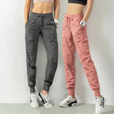 Fashion Casual Sports Pants For Women Loose Legs Drawstring High Waist Trousers With Pockets Running Sports Gym Fitness Yoga Pants-1