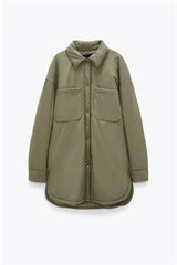 Fashionable Simple Solid Color Mid-length Top-Green-1