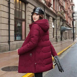 Women's Hooded Insulated Winter Coat-Red-1