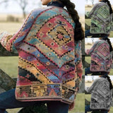 Ladies Cropped Printed Top Long Sleeve Woolen Coat-1