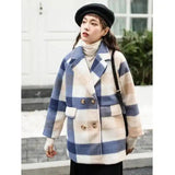 Women's Plaid Wool Blend Winter Coat-1