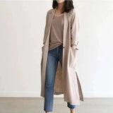 Women's Long Sleeve Trench Coat-1