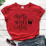 Casual Women's Coffee Slogan T-Shirt-Red-1