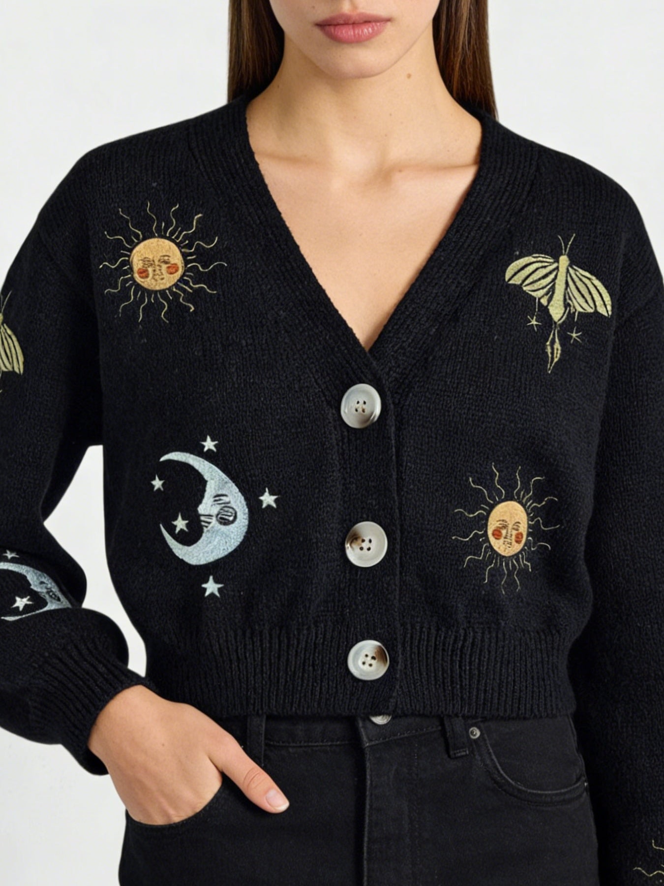 Sun & Moon Embroidered Cardigan