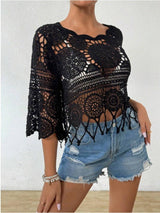 Openwork Round Neck Cover-Up-5