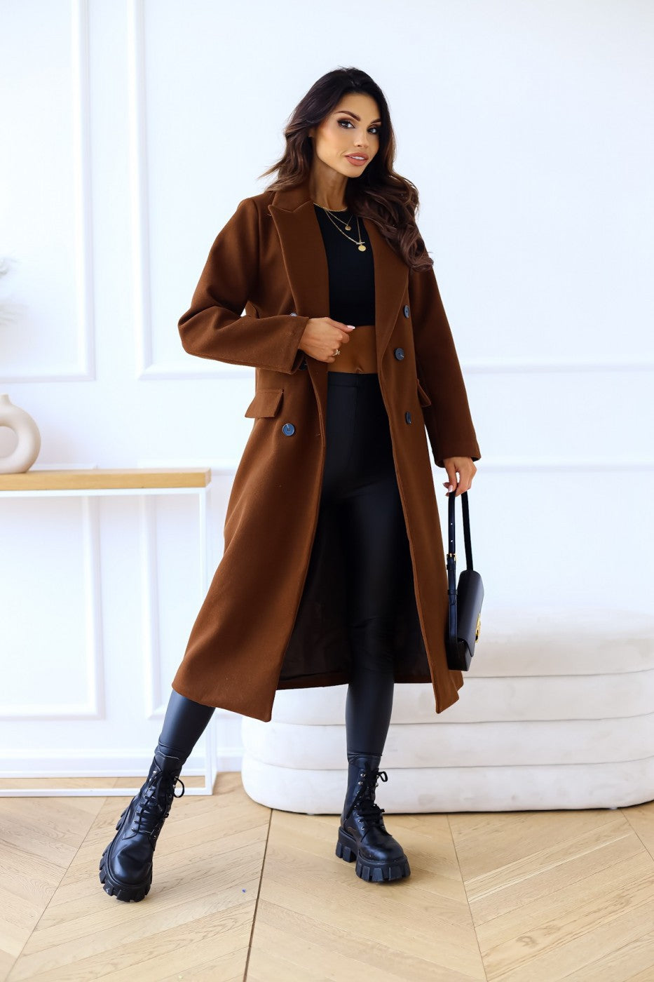 Chic Double-Breasted Wool Coat