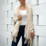 Faux Fur Trim Fringe Cardigan