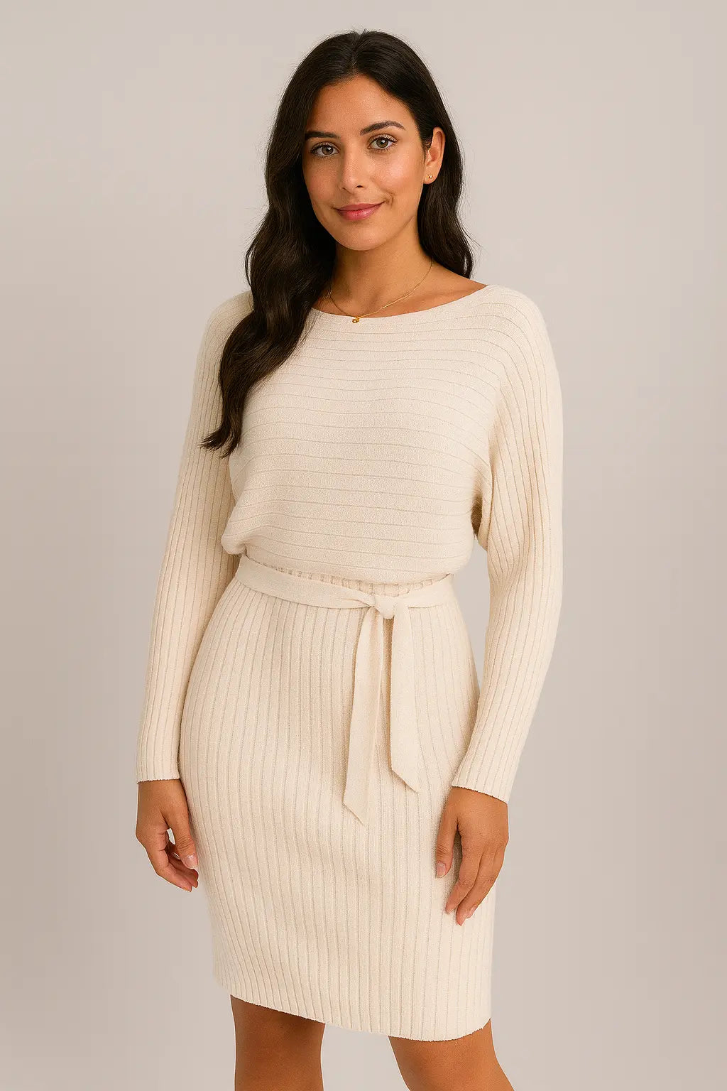 2 adet Takım Kadın Düz Çizgili Uzun Kollu Üst ve Dar Askı Etek Moda Sonbahar Kış İnce Giyim