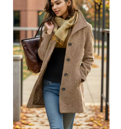 Wool Blend Mid-Length Coat