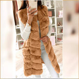 Faux Fur Long Vest Puffer Coat