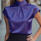 Satin High Neck Ruffle Blouse