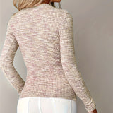 V-Neck Slim Fit Zipper Blouse