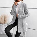Chic Vertical Pattern Woolen Jacket