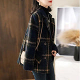 Retro Plaid Slimming Wool Coat