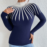 Slim Fit Mock Neck Ribbed Sweater