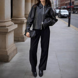 Cropped Faux Leather Jacket