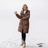 Elegant Over-the-Knee Puffer Coat – Cozy Winter Luxury