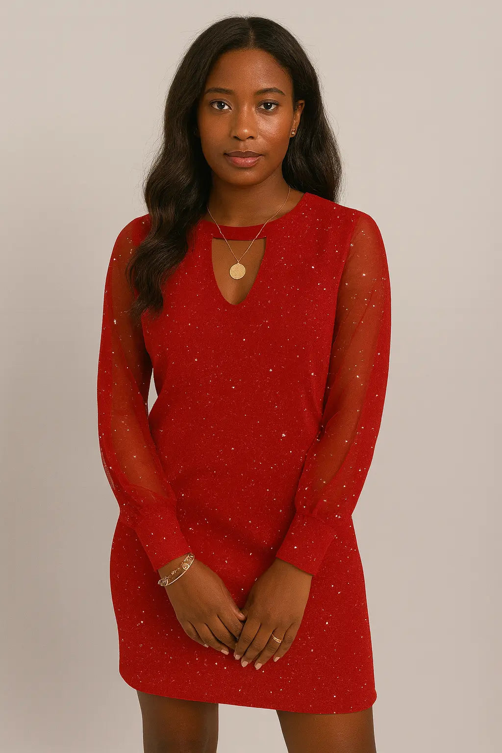 Uzun Kollu V Yaka Elbise İlkbahar Ve Sonbahar Yeni Stil Dantel Ekleme Elbise Bayan Giyim İçin