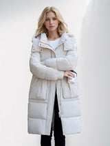 Elegant Over-the-Knee Puffer Coat – Cozy Winter Luxury-Beige-1