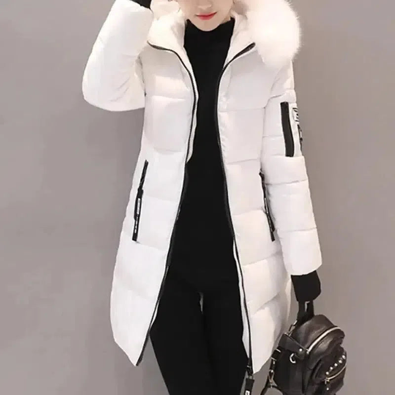 Faux Fur Hooded Winter Coat – Warm and Stylish Essential-White-1