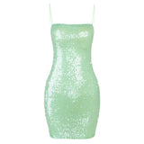 Shiny Sequin Backless Dress