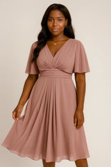 Moda Düz Renk ve V Yaka Bel Kırpma Günlük Büyük