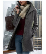 New European And American Women's Medium Length Pure Color Woolen Coat