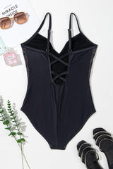 Embroidered V-Neck One-Piece Swimwear-3