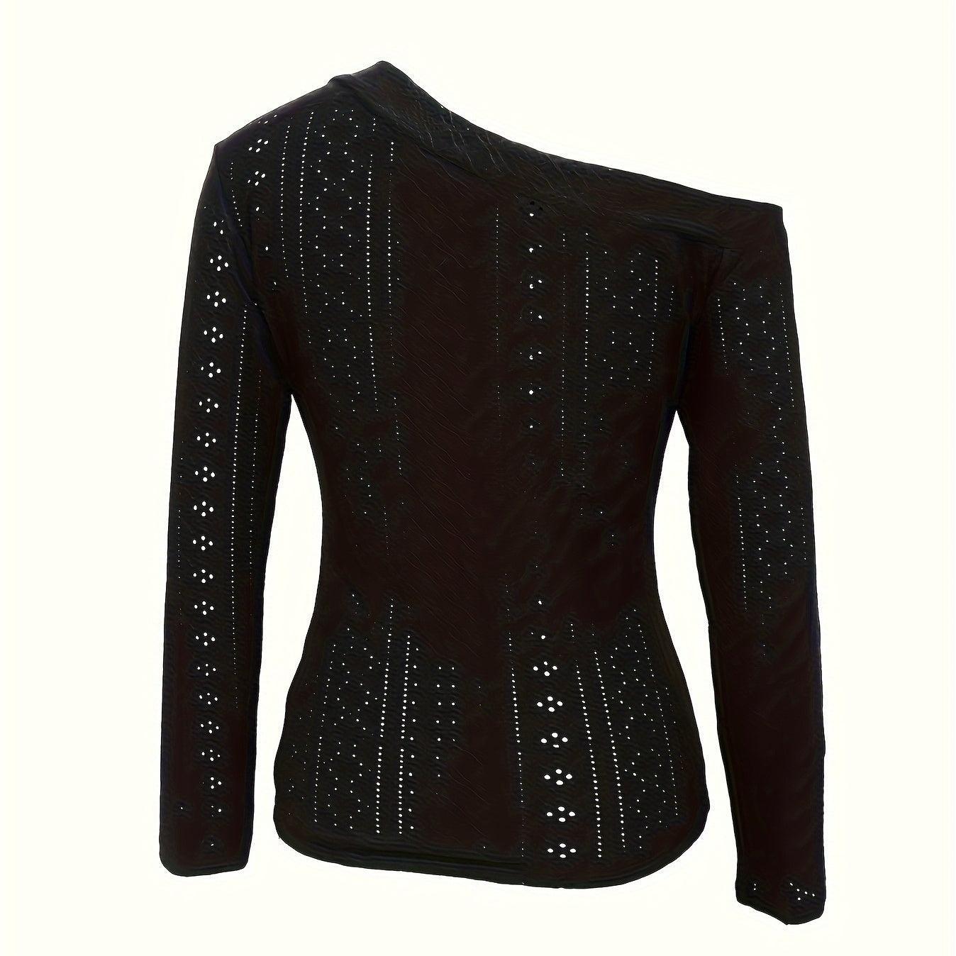 Ladies' Off-Shoulder Long Sleeve Top – Stylish, Warm & Figure-Flattering