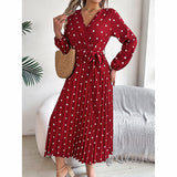 Polka Dot Maxi Dress with Belt