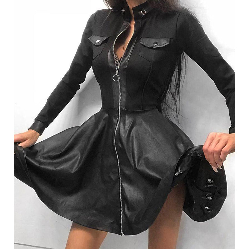 PU Leather Mini Party Dress
