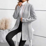 Chic Vertical Pattern Woolen Jacket