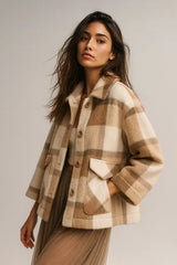 Bayan Moda Yün Karışımlı Suni Kürk Kaban