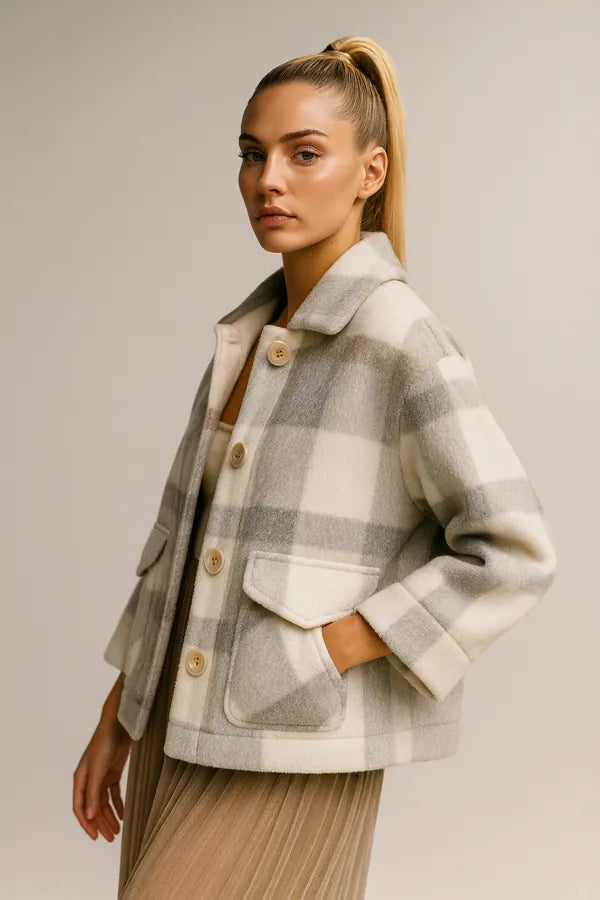 Bayan Moda Yün Karışımlı Suni Kürk Kaban