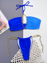 Chain Detail Halter Neck Bikini Set-2