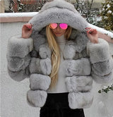 Chic Minimalist Patchwork Fur Jacket