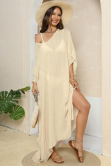 V-Neck Three-Quarter Sleeve Cover-Up-20