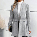 Chic Vertical Pattern Woolen Jacket