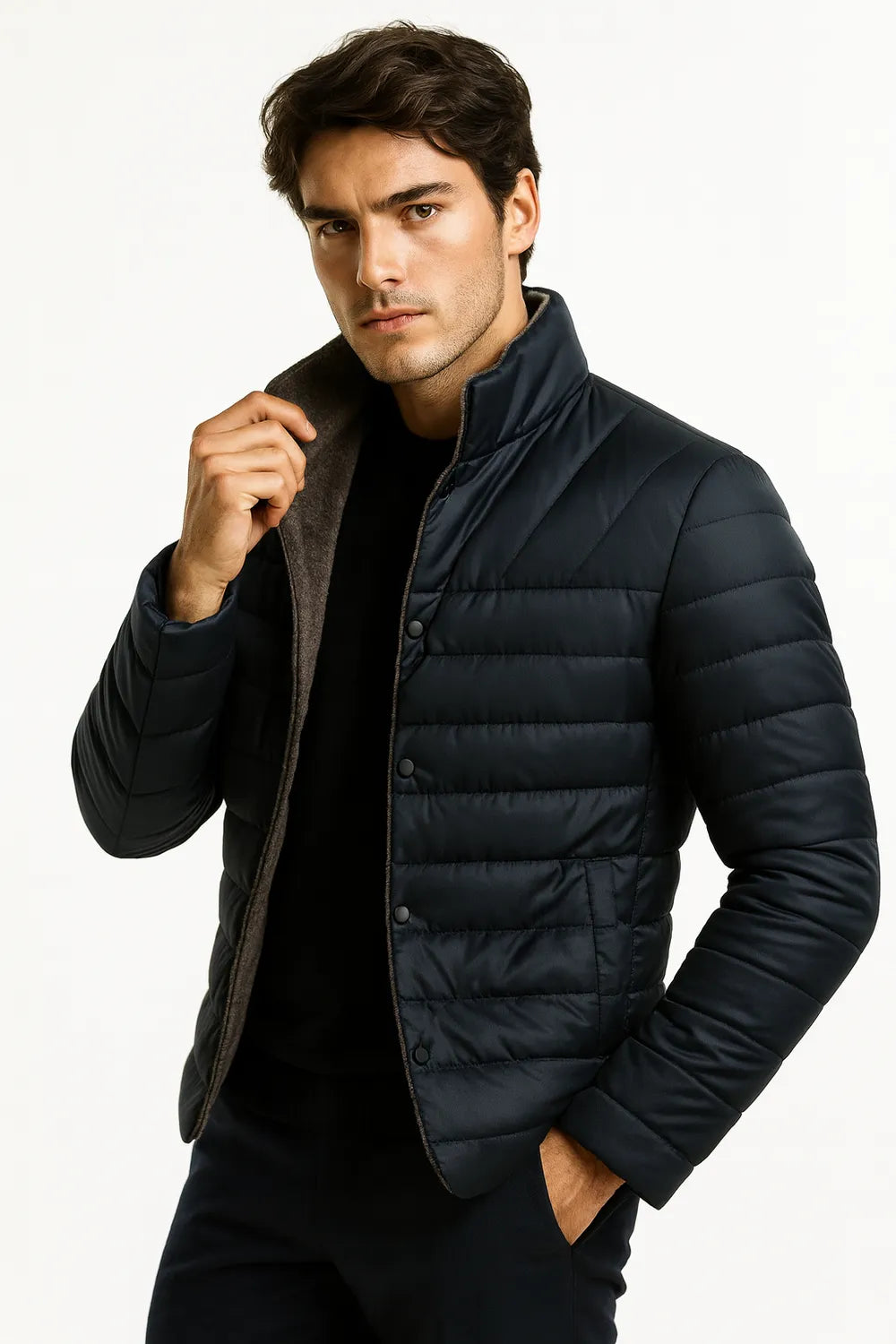 Men’s quilted puffer jacket – lightweight insulated winter coat