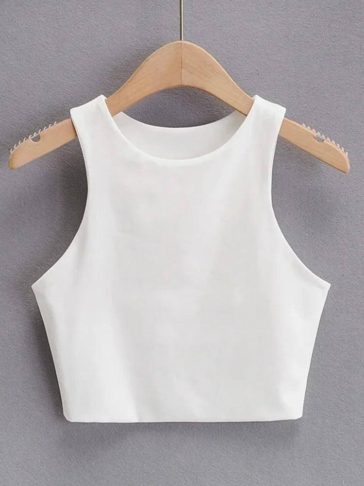 2023 Summer Fashion Women Sexy Slim Tops O-neck Sleeveless-6