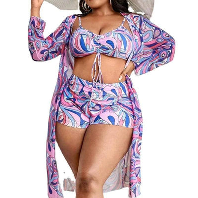 2024 New Plus Big Size Swimwear For Women Swimsuit Large-Purple-4