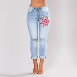 Black jeans with embroidered feet-Lightblue-3