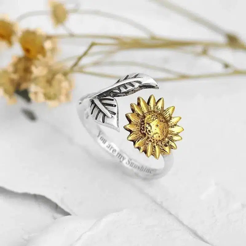 LOVEMI - Lovemi - Bohemia Two-tone Sunflower Ring Flower Adjustable