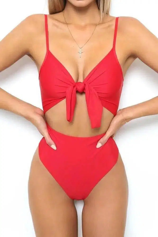 Bow triangle dress swimsuit Europe and America sexy solid-3