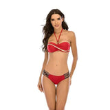 Candy 5 Color Swimsuit Hard Pack Twisted Breast Bikini Low-Red-4