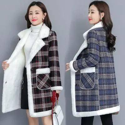 Cashmere Like Thickened Medium Length Cotton Padded Jacket-2