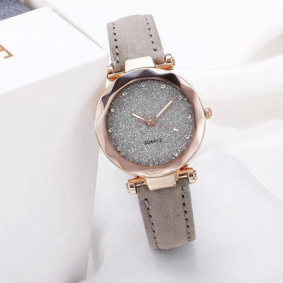 Casual Women Romantic Starry Sky Wrist Watch Leather Rhinestone Designer Ladies Clock-14