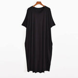 Plus Size 8XL 150kg Women Summer Modal Long Dress O Neck Short Sleeve Soft Comfortable Dresses Ladies Casual Large Home Dress-1